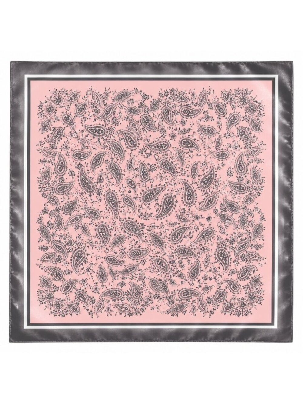 Blush Pink Paisley Wild Rag Scarf 35x35 Satin Western Cowgirl Charcoal Gray